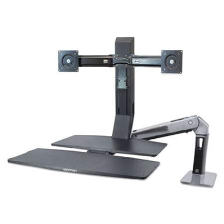 WorkFit by Ergotron WorkFit-A Sit-Stand Workstation with Worksurface+, Dual 24" LCDs, Polished Aluminum/Black (24316026)