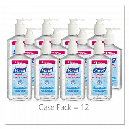 Advanced Hand Sanitizer Refreshing Gel, 12 oz Pump Bottle, Clean Scent, 12/Carton (365912CT)