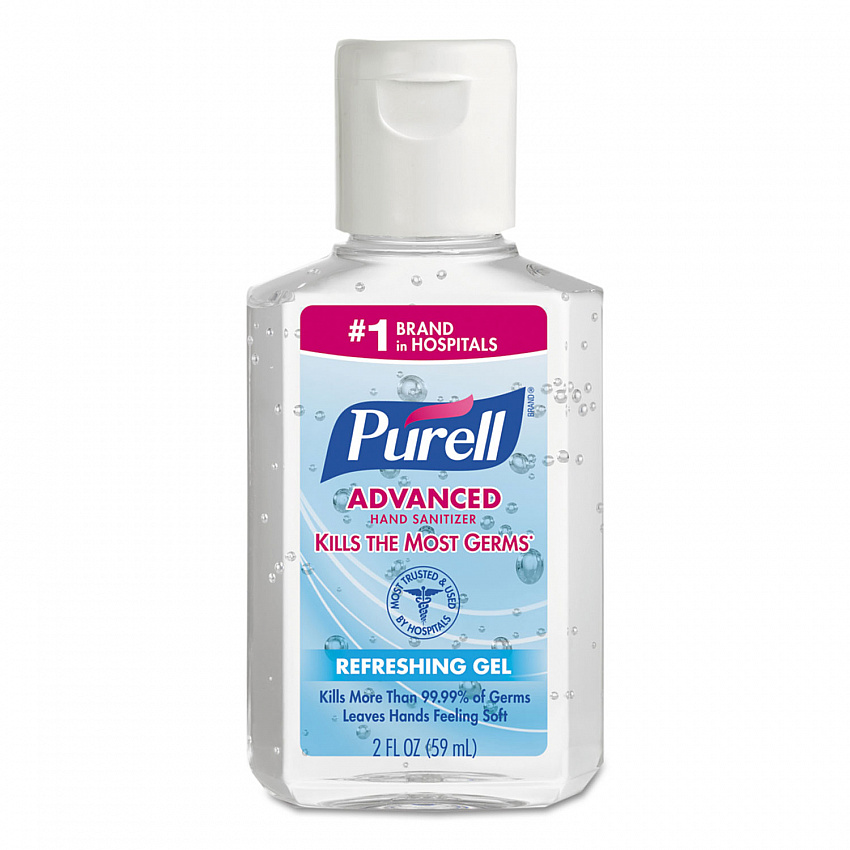 Advanced Hand Sanitizer Refreshing Gel, 2 oz, Flip-Cap Bottle, Clean Scent, 24/Carton (960524)