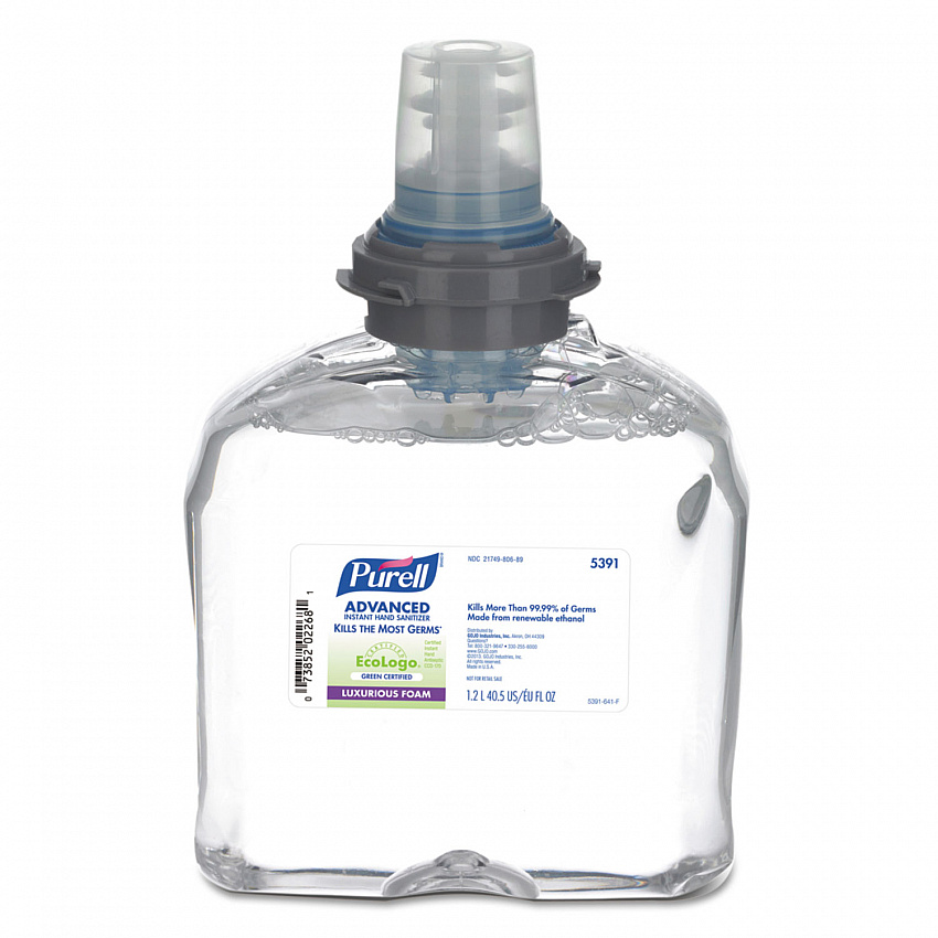 Advanced Hand Sanitizer Green Certified TFX Refill, Foam, 1,200 mL, Fragrance-Free, 2/Carton (539102CT)