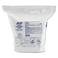 Hand Sanitizing Wipes, 6 x 8, Fresh Citrus Scent, White, 1,200/Refill Pouch, 2 Refills/Carton (911802)