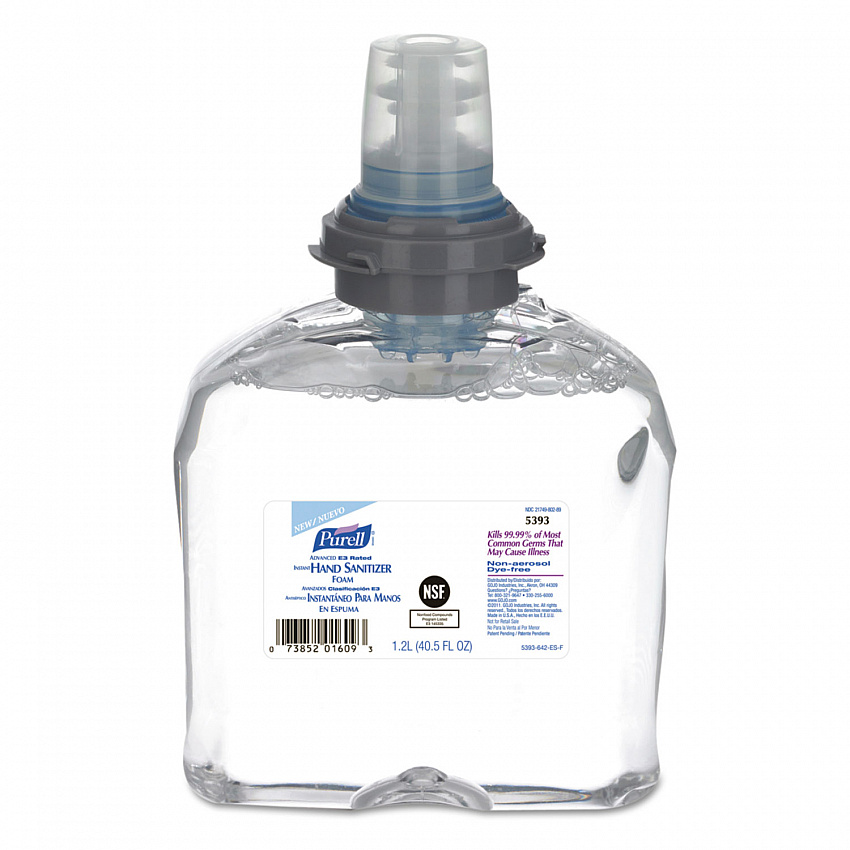 Advanced Hand Sanitizer E3-Rated Foam, 1,200 mL Refill, Fragrance-Free, 2/Carton (539302)