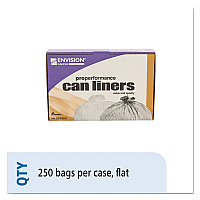 8105015171353, SKILCRAFT Low-Density Trash Can Liners, 33 gal, 0.8 mil, 33" x 39", Clear, Flat Pack, 250/Box (5171353)