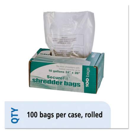 AbilityOne 8105015574975, Medium-Duty Shredder Bags, 10 gal Capacity, 100/BX