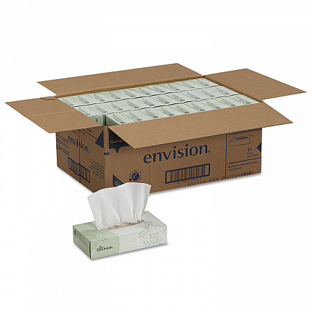 Envision White Facial Tissue, 2-Ply, White, 100 Sheets/Box, 30 Boxes/Carton (47410)