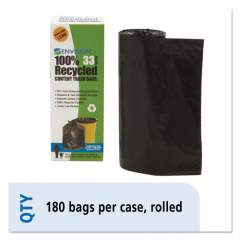 Stout by Envision TOTAL RECYCLED CONTENT PLASTIC TRASH BAGS, 33 GAL, 1.3 MIL, 33" X 40", BROWN/BLACK, 180/CARTON (T3340K13R)