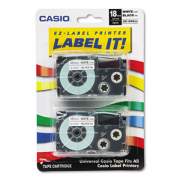 Casio Tape Cassettes for KL Label Makers, 0.75" x 26 ft, Black on White, 2/Pack (XR18WE2S)