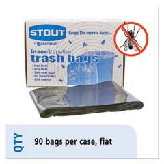 Stout by Envision Insect-Repellent Trash Bags, 30 gal, 2 mil, 33" x 40", Black, 90/Box (P3340K20)