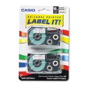 Casio Tape Cassettes for KL Label Makers, 0.75" x 26 ft, Black on Clear, 2/Pack (XR18X2S)