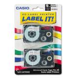 Casio Tape Cassettes for KL Label Makers, 0.37" x 26 ft, Black on White, 2/Pack (XR9WE2S)