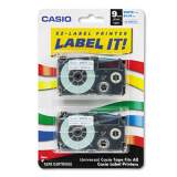 Casio Tape Cassettes for KL Label Makers, 0.37" x 26 ft, Blue on White, 2/Pack (XR9WEB2S)