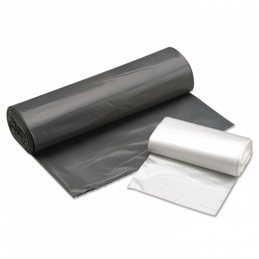 8105015171358, SKILCRAFT High Density Coreless Roll Can Liners, 57 gal, 25.4 mic, 36" x 58", Gray, Perforated Roll, 100/Box (5171358)