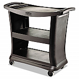 Executive Service Cart, Plastic, 3 Shelves, 300 lb Capacity, 20.33" x 38.9" x 38.9", Black (9T6800BK)