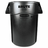 Vented Round Brute Container, 44 gal, Plastic, Black (264360BK)