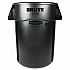Vented Round Brute Container, 44 gal, Plastic, Black (264360BK)