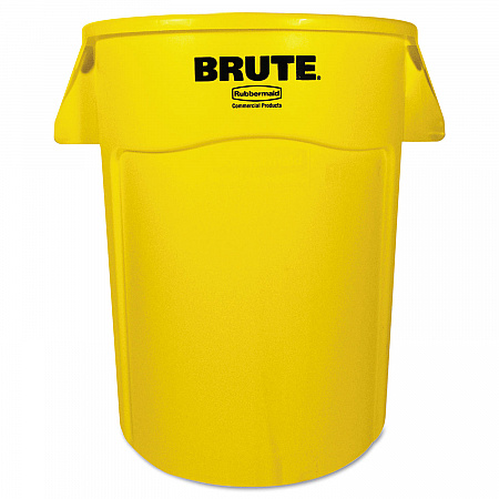 Vented Round Brute Container, 44 gal, Plastic, Yellow (264360YEL)