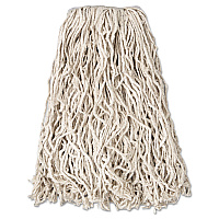 Non-Launderable Economy Cut-End Cotton Wet Mop Head, 20 oz, 1" Band, White, 12/Carton (V117)