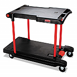 Convertible Utility Cart, Plastic, 2 Shelves, 400 lb Capacity, 23.88" x 45.13" x 34.38", Black (430000BK)