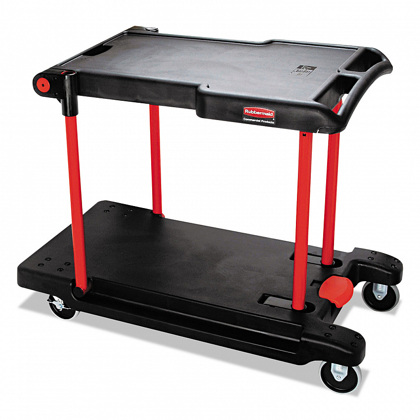 Convertible Utility Cart, Plastic, 2 Shelves, 400 lb Capacity, 23.88" x 45.13" x 34.38", Black (430000BK)