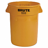 Vented Round Brute Container, 32 gal, Plastic, Yellow (2632YEL)