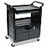 Utility Cart with Locking Doors, Plastic, 3 Shelves, 200 lb Capacity, 33.63