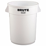 Vented Round Brute Container, 32 gal, Plastic, White (2632WHI)