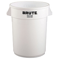 Vented Round Brute Container, 32 gal, Plastic, White (2632WHI)