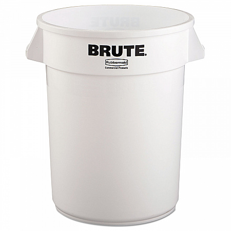 Vented Round Brute Container, 32 gal, Plastic, White (2632WHI)