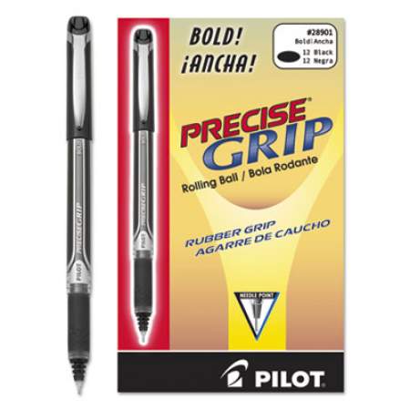 Pilot Precise Grip Roller Ball Pen, Stick, Bold 1 mm, Black Ink, Black Barrel (28901)