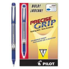 Pilot Precise Grip Roller Ball Pen, Stick, Bold 1 mm, Blue Ink, Blue Barrel (28902)