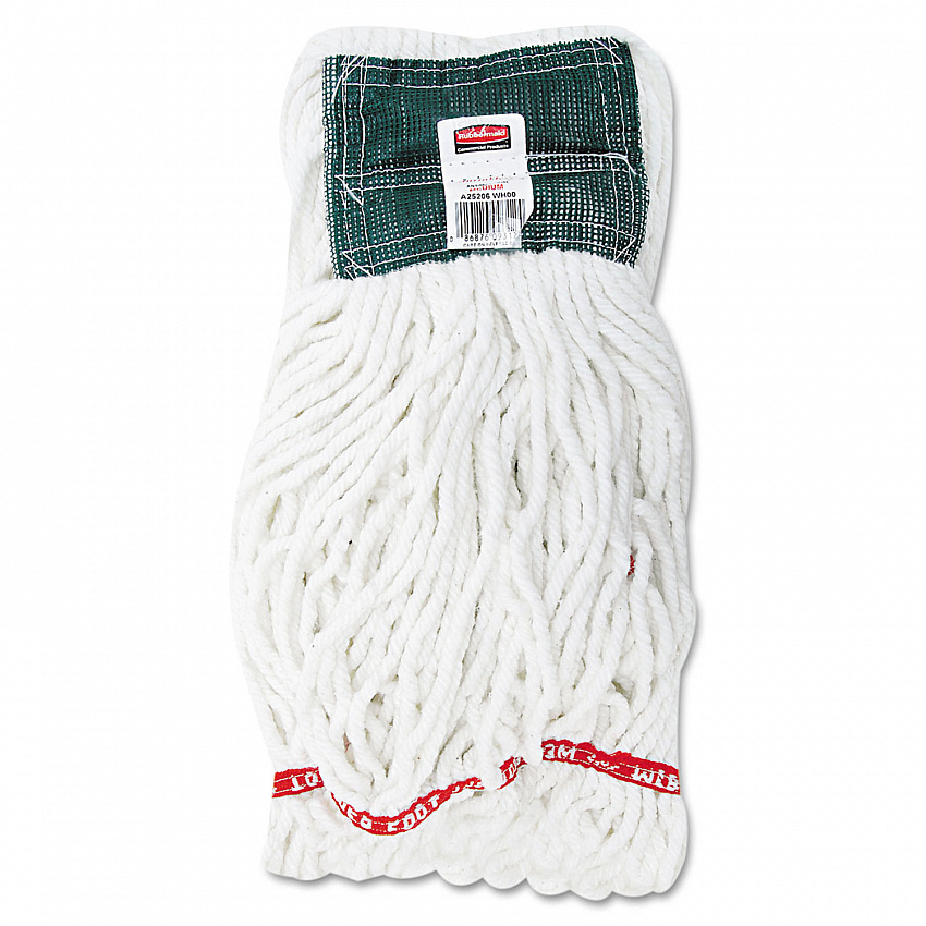 Web Foot Shrinkless Looped-End Wet Mop Head with 5" Headband, Cotton/Synthetic, Medium, White, 6/Carton (A25206WHICT)