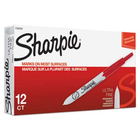 Sharpie Retractable Permanent Marker, Extra-Fine Needle Tip, Red (1735791)