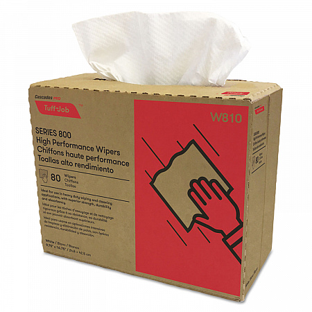 Tuff-Job Spunlace Towels, 1-Ply, 9.75 x 16.75, White, 80 Sheets/Box, 5 Boxes/Carton (W810)
