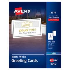 Avery Half-Fold Greeting Cards with Matching Envelopes, Inkjet, 85 lb, 5.5 x 8.5, Matte White, 1 Card/Sheet, 30 Sheets/Box (8316)