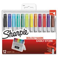 Sharpie Permanent Markers with Storage Case, Extra-Fine Needle Tip, Assorted Color Set 2, Dozen (1983252)