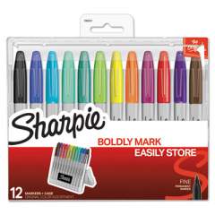 Sharpie Permanent Markers with Storage Case, Fine Bullet Tip, Assorted Color Set 2, Dozen (1983251)