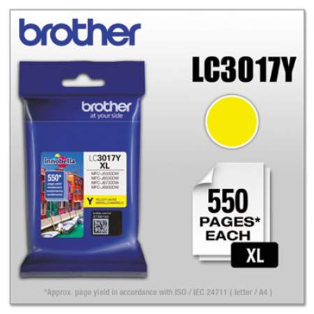 Brother LC3017Y Innobella High-Yield Ink, 550 Page-Yield, Yellow