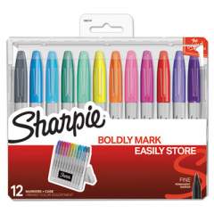 Sharpie Permanent Markers with Storage Case, Fine Bullet Tip, Assorted Color Set 1, Dozen (1983179)