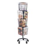 Safco Wire Rotary Display Racks, 16 Compartments, 15w x 15d x 60h, Charcoal (4139CH)