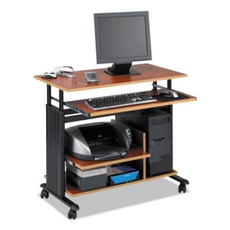 Safco Muv 28" Adjustable-Height Mini-Tower Computer Desk, 35.5" x 22" x 29" to 34", Cherry/Black (1927CY)
