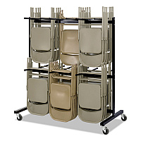 Two-Tier Chair Cart, Two-Sided 12-Section Hang-Hook Format, Metal, 64.5" x 33.5" x 70.25", Black (4199BL)