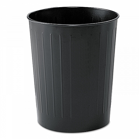 Round Wastebaskets, 23.5 qt, Steel, Black (9604BL)