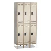 Safco Double-Tier, Three-Column Locker, 36w x 18d x 78h, Two-Tone Tan (5526TN)