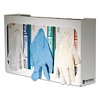 White Enamel Disposable Glove Dispenser, 3-Box, Steel, White, 18 x 3.75 x 10 (G0804)
