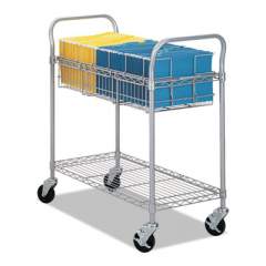 Safco Wire Mail Cart, 600-lb Capacity, 18.75w x 39d x 38.5h, Metallic Gray (5236GR)