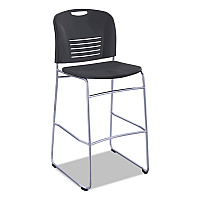 Vy Sled Base Bistro Chair, Supports Up to 350 lb, 30.5" Seat Height, Black Seat, Black Back, Silver Base (4295BL)