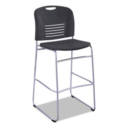 Safco Vy Sled Base Bistro Chair, Supports Up to 350 lb, Black Seat/Back, Silver Base (4295BL)