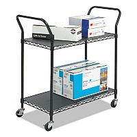Wire Utility Cart, Metal, 2 Shelves, 400 lb Capacity, 43.75" x 19.25" x 40.5", Black (5337BL)