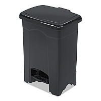 Plastic Step-On Receptacle, 4 gal, Plastic, Black (9710BL)