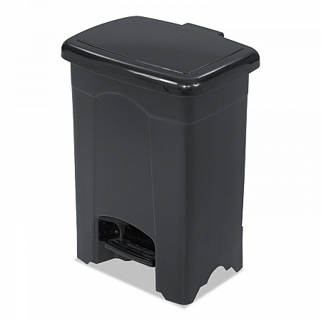 Plastic Step-On Receptacle, 4 gal, Plastic, Black (9710BL)